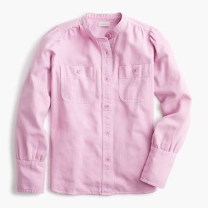 NEW J.Crew Draped Button-Down Shirt, Puff Sleeve